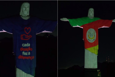 Cristo Redentor faz homenagem às vítimas dos temporais no Rio Grande do Sul
